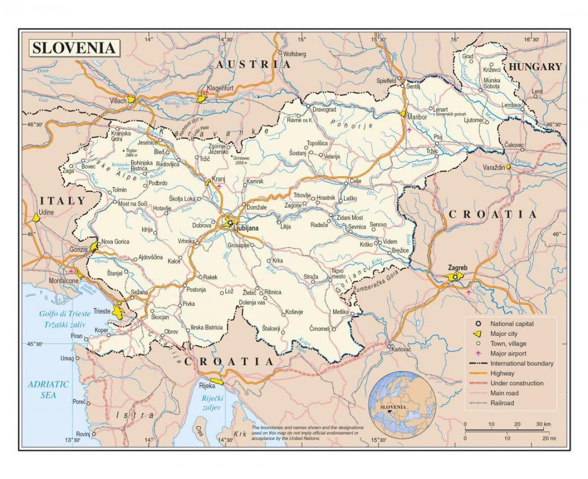 नक्शे के शहरों स्लोवेनिया