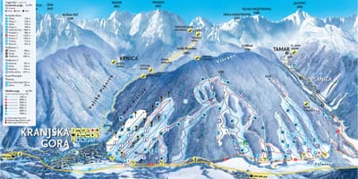 के नक्शे स्लोवेनिया में स्की रिसॉर्ट