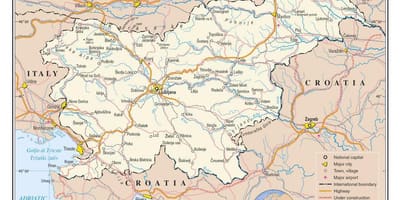 नक्शा स्लोवेनिया के हवाई अड्डों